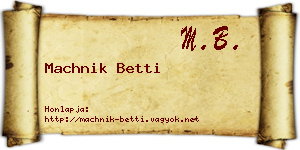 Machnik Betti névjegykártya